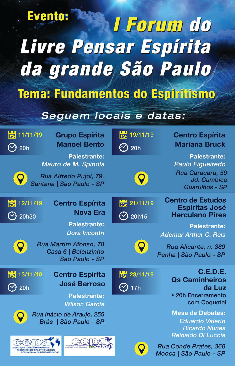 cartaz foruma do livre pensa espirita grande sao paulo
